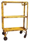 RETRO VINTAGE INDUSTRIAL FACTORY TROLLEY IN YELLOW