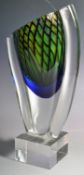 HEAVY RETRO STUDIO ART GLASS VASE IN THE MANNER OF KOSTA BODA