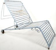 VINTAGE MID 20TH CENTURY PAINTED WROUGHT IRON SUN LOUNGER