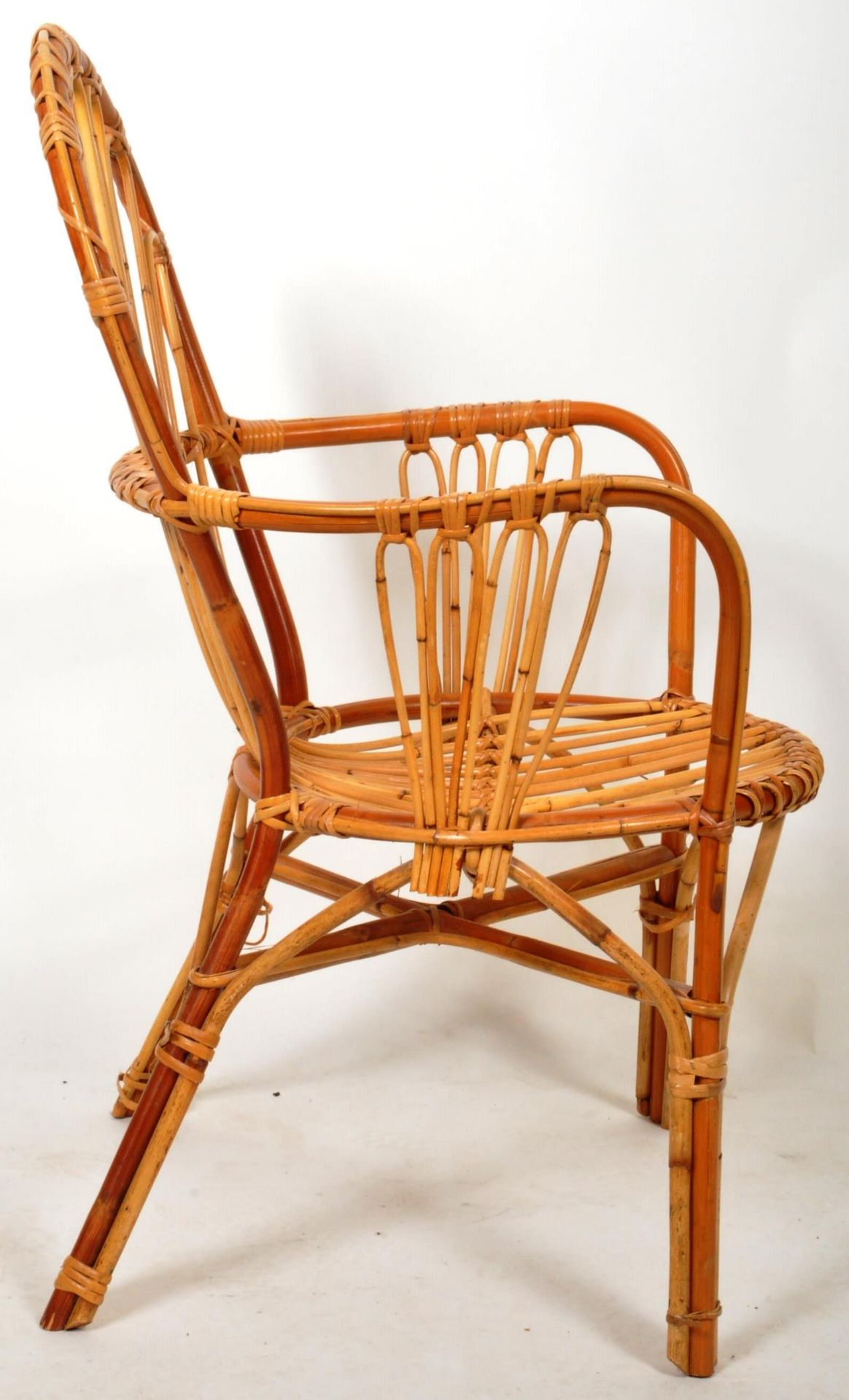 MID 20TH CENTURY ITALIAN BAMBOO AND WICKER / CANE ARMCHAIR - Image 4 of 5