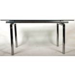 RETRO 20TH CENTURY CHROME AND GLASS DINING TABLE
