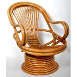 1970'S BAMBOO AND WICKER / CANE SWIVEL EGG ARMCHAIR