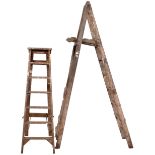 RETRO VINTAGE MID 20TH CENTURY PAINTED WOODEN LADDERS