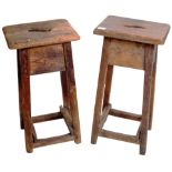 PAIR OF EARLY 20TH CENTURY ELM WORKSHOP STOOLS