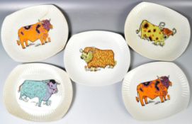 SET OF 1970'S PSYCHEDELIC BEEFEATER COW PLATES