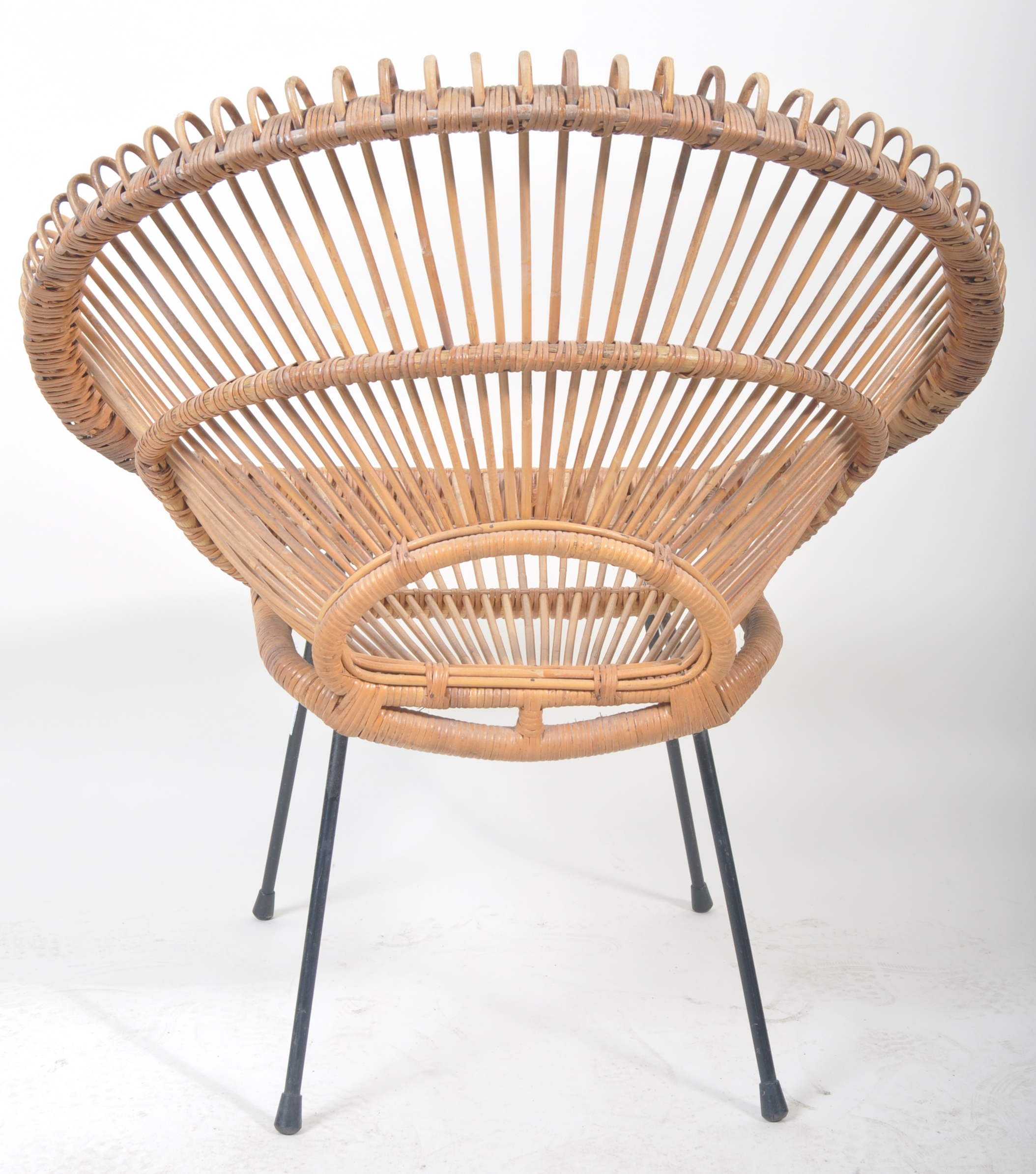 FRANCO ALBINI MID 20TH CENTURY CANE & BAMBOO SATELLITE HOOP CHAIR - Image 6 of 6