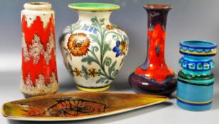 MIXED COLLECTION OF RETRO STUDI ART POTTERY VASES