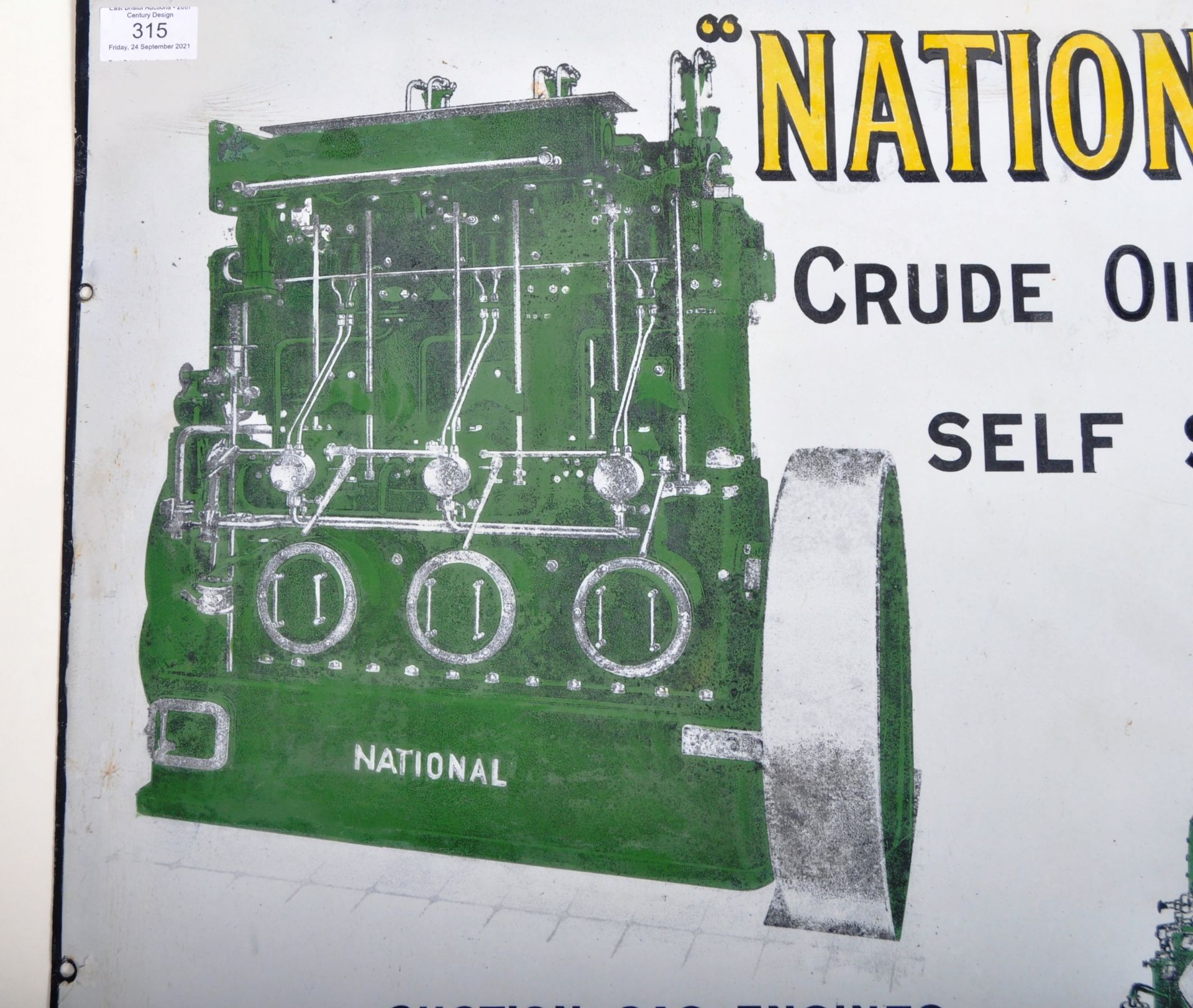 "NATIONAL" ENGINES - EARLY 20TH ADVERTISING ENAMEL SIGN - Image 2 of 7