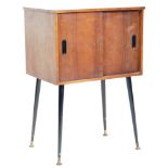 MID CENTURY TEAK WOOD RECORD CABINET WITH FITTED INTERIOR