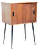 MID CENTURY TEAK WOOD RECORD CABINET WITH FITTED INTERIOR