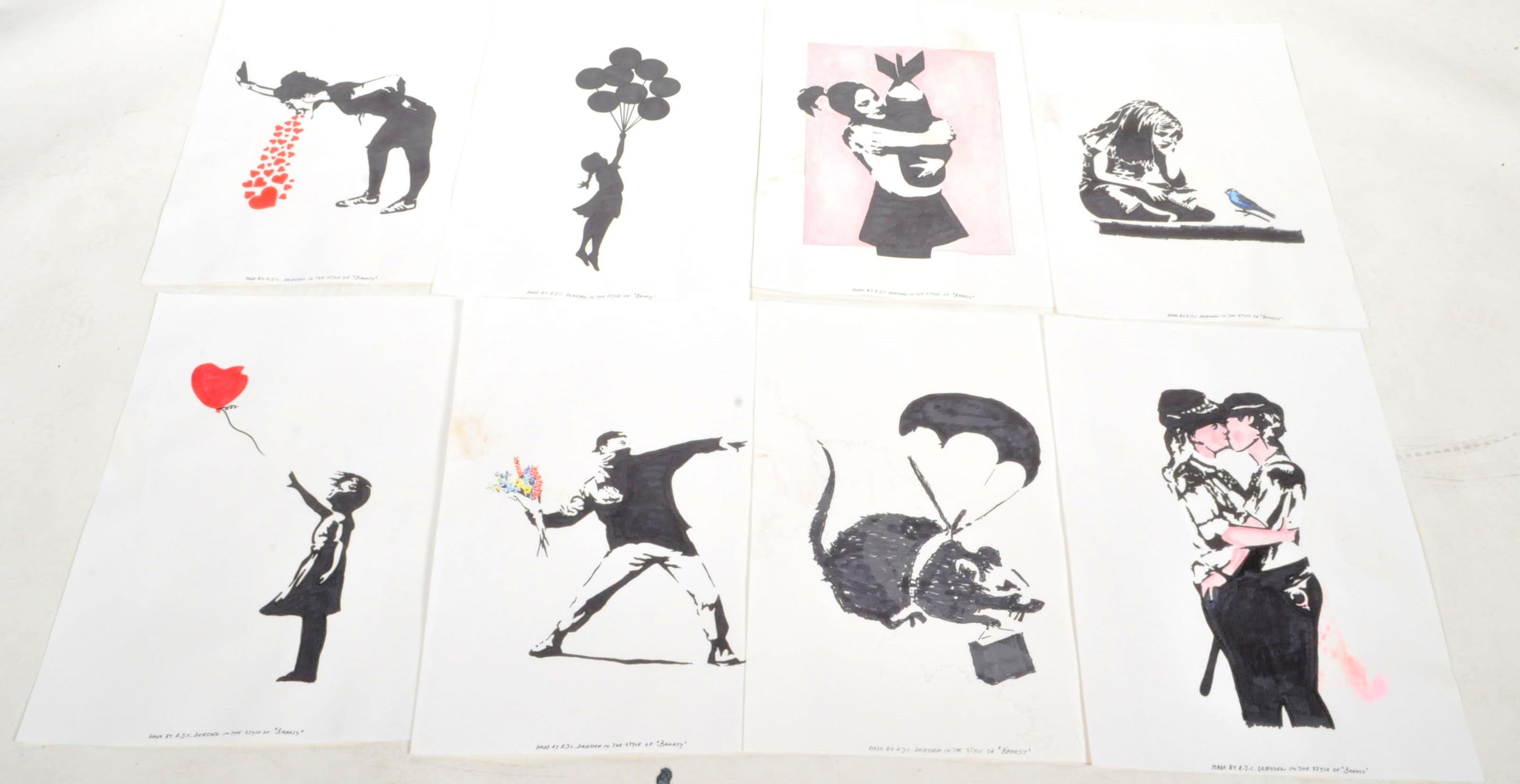 COLLECTION OF EIGHT ROBERT DRIESSEN BANKSY ARTWORK - Image 2 of 6