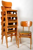 BEN CHAIRS - STACKING SET OF SIX BEECH AND PLY DINING CHAIRS