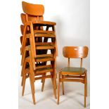 BEN CHAIRS - STACKING SET OF SIX BEECH AND PLY DINING CHAIRS