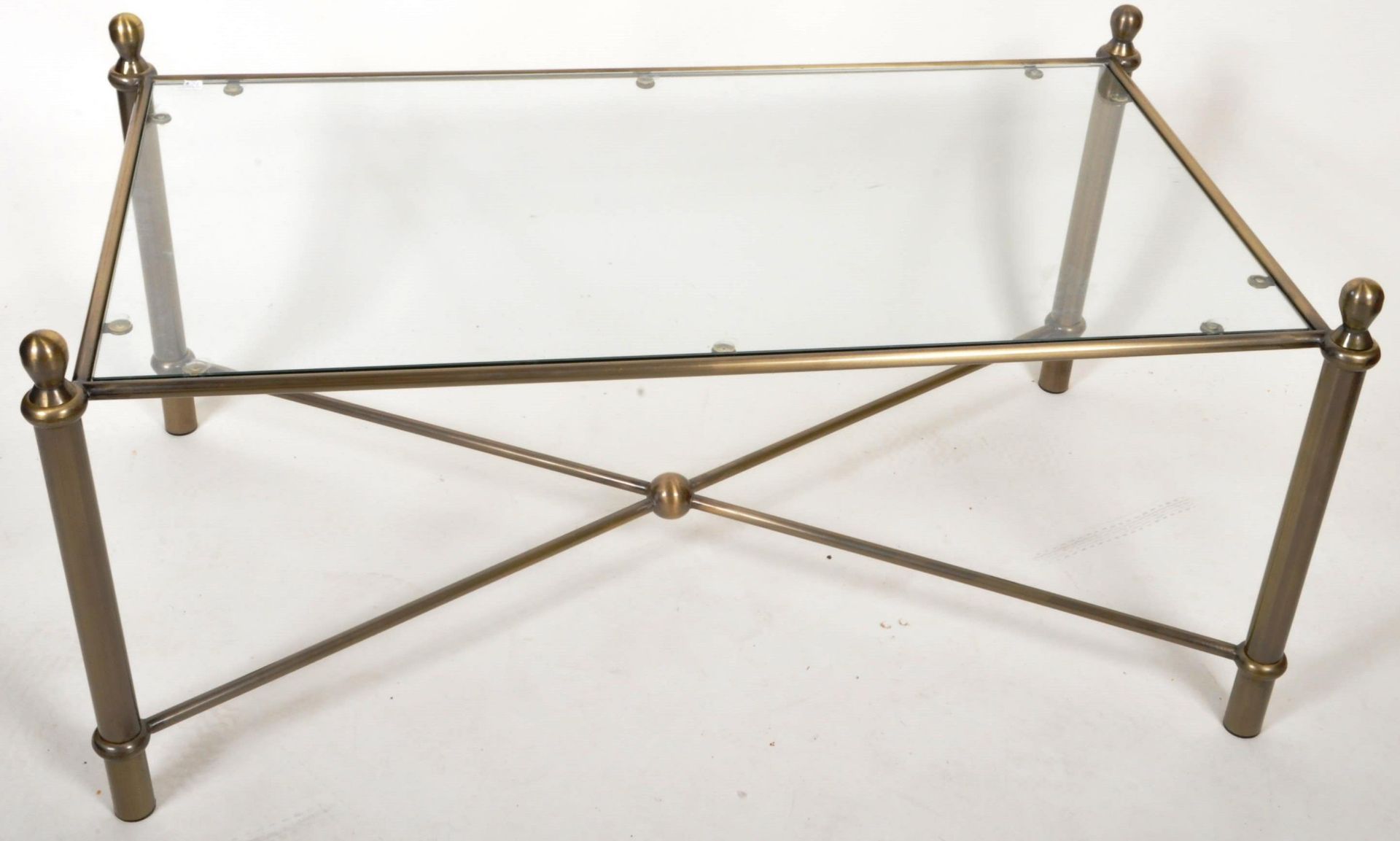 1980'S BRASS EFFECT AND GLASS TOPPED COFFEE TABLE - Image 3 of 4