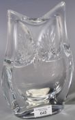 DAUM - 1970'S FRENCH HEAVY CUT CRYSTAL GLASS OWL