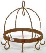 VINTAGE 20TH CENTURY RUSTIC WROUGHT IRON POT RACK