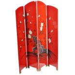 VINTAGE 20TH CENTURY CHINESE RED LACQUER DRESS / ROOM SCREEN