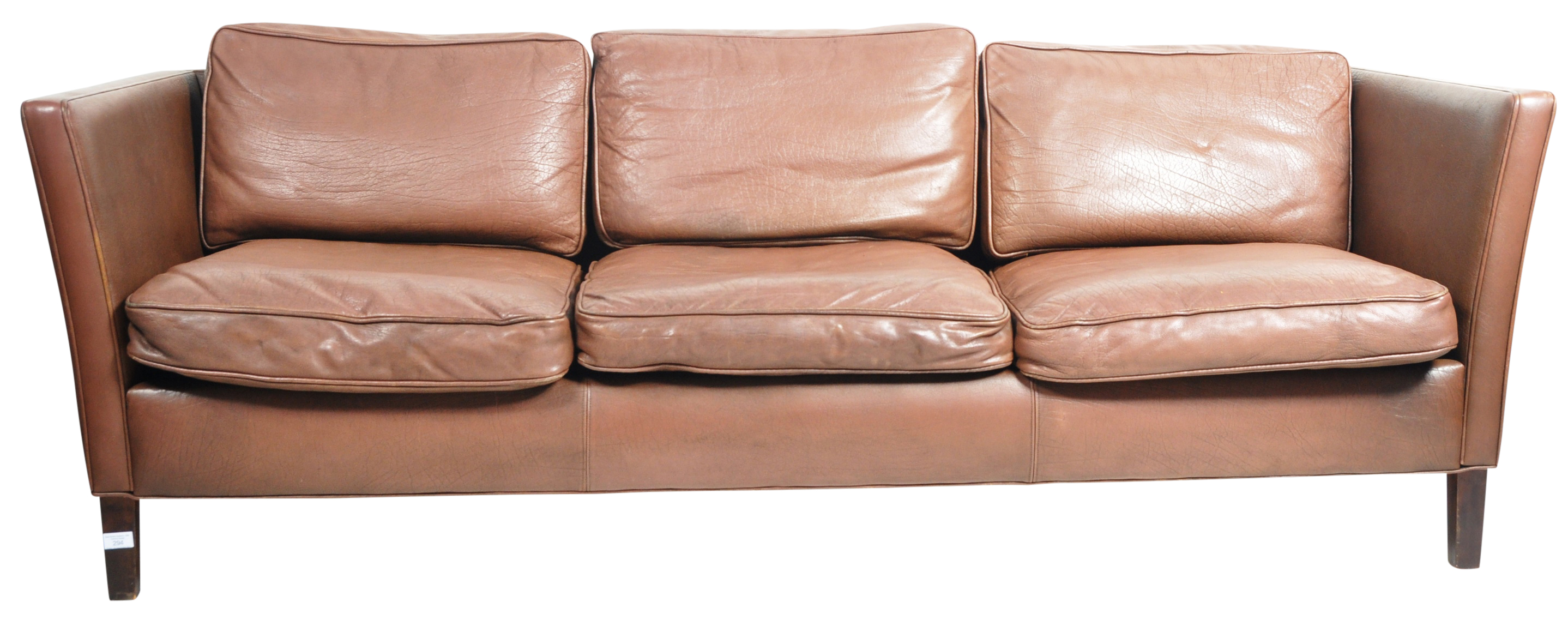 AFTER BORGE MOGENSEN - DANISH LEATHER THREE SEATER SOFA