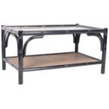 RETRO 20TH CENTURY BLACK LACQUERED BAMBOO EFFECT COFFEE TABLE