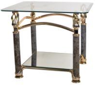 RETRO VINTAGE HOLLYWOOD REGENCY BRASS ITALIAN COFFEE TABLE