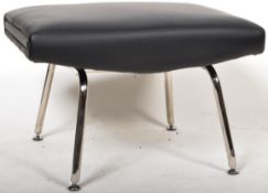 CONTEMPORARY LEATHER AND CHROME FOOTSTOOL OTTOMAN