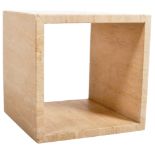CONTEMPORARY TRAVERTINE STONE CUBE SIDE OCCASIONAL TABLE