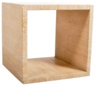 CONTEMPORARY TRAVERTINE STONE CUBE SIDE OCCASIONAL TABLE