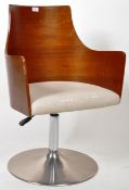 1960'S BENTWOOD AND CHROME SWIVEL CHAIR