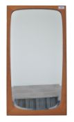 MID CENTURY TEAK FRAMED HANGING WALL MIRROR