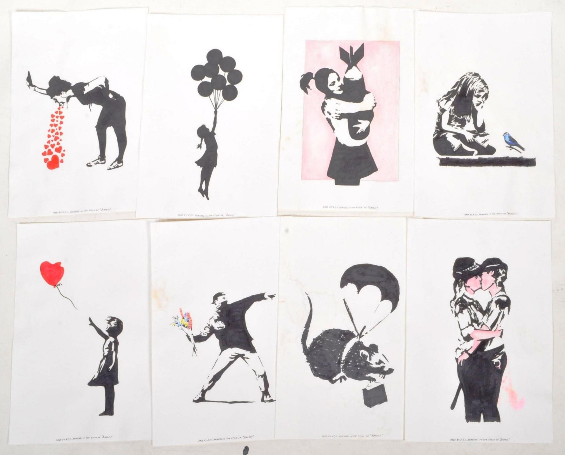 COLLECTION OF EIGHT ROBERT DRIESSEN BANKSY ARTWORK