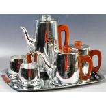 RETRO VINTAGE MID 20TH CENTURY SONA STAINLESS STEEL TEA SET