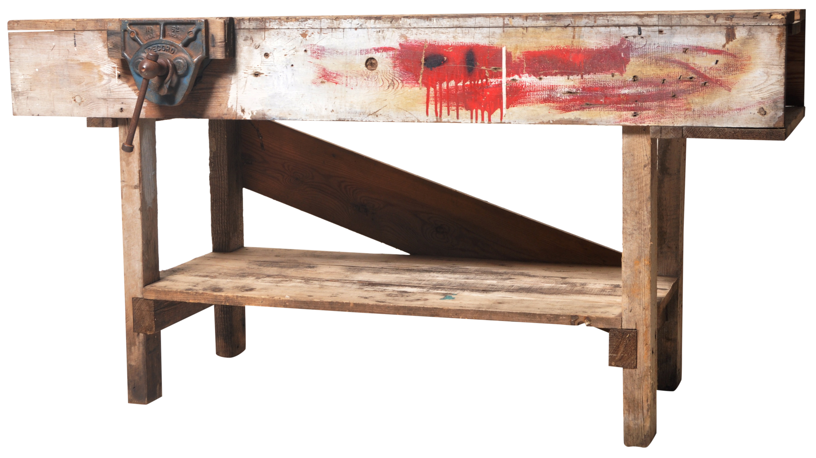 LARGE INDUSTRIAL BENCH OF SOLID PINE CONSTRUCTION