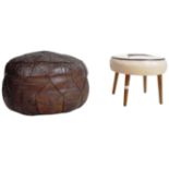 TWO MID CENTURY STOOLS INCLUDING A LEATHER MOROCCAN