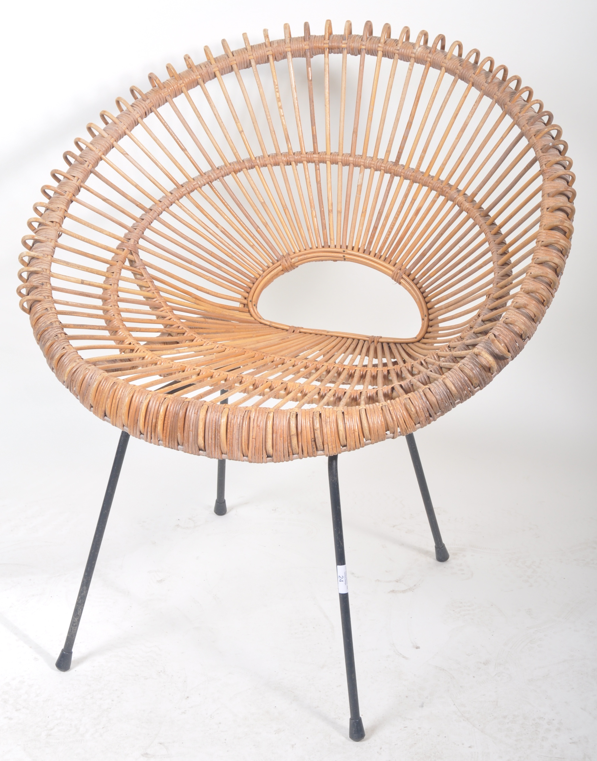 FRANCO ALBINI MID 20TH CENTURY CANE & BAMBOO SATELLITE HOOP CHAIR - Image 2 of 6