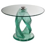 CONTEMPORARY GLASS SIDE TABLE IN THE MANNER OF DANNY LANE