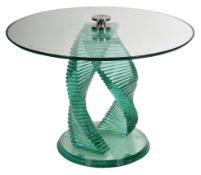 CONTEMPORARY GLASS SIDE TABLE IN THE MANNER OF DANNY LANE