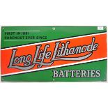 LONG LIFE LITHANODE BATTERIES ENAMEL ADVERTISING SIGN