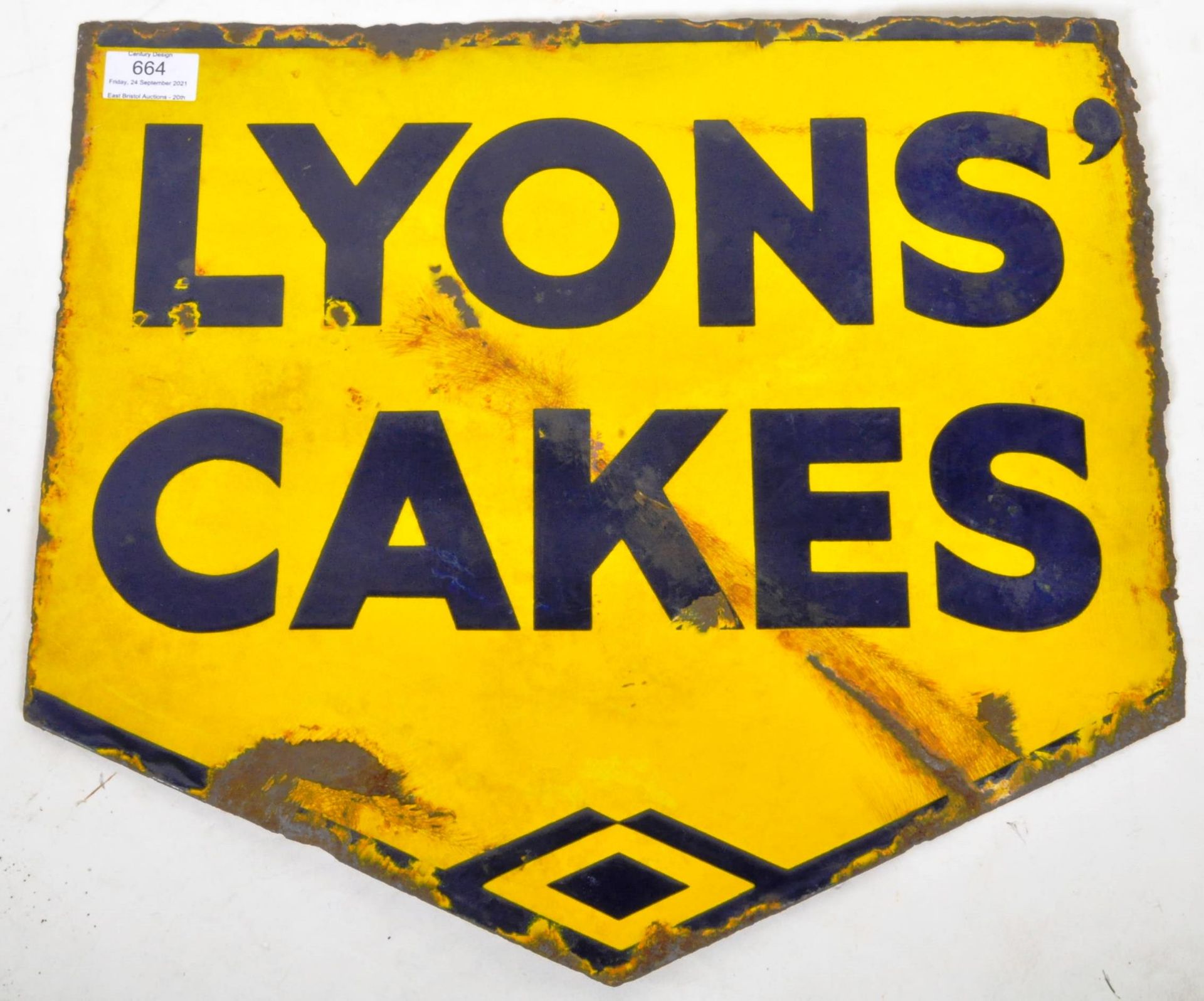 LYONS CAKES - MID 20TH CENTURY DOUBLE SIDED ENAMEL SIGN - Image 2 of 4
