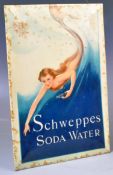 SCHWEPPES SODA WATER - PICTORIAL ADVERTISING SHOP SIGN