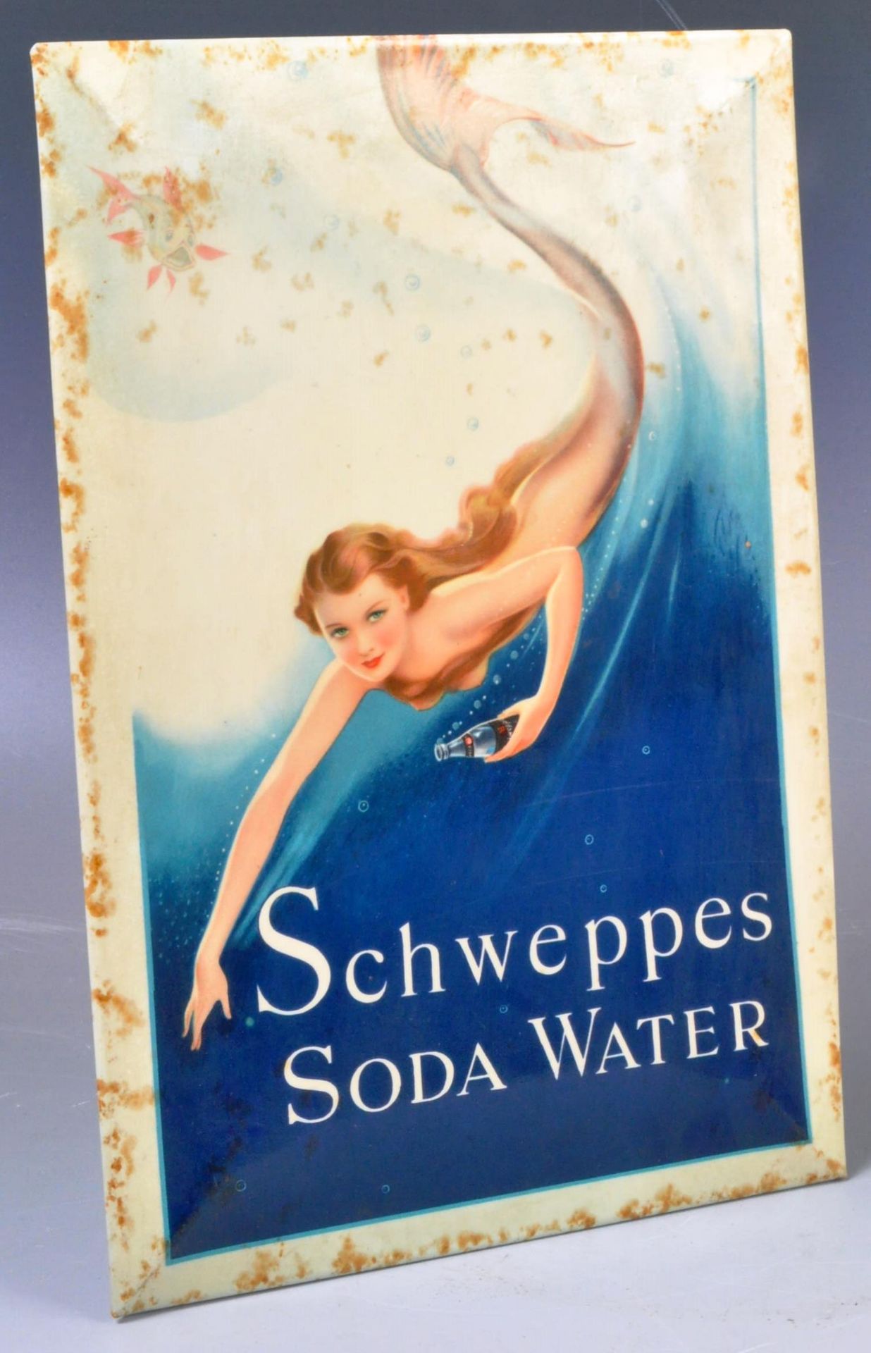 SCHWEPPES SODA WATER - PICTORIAL ADVERTISING SHOP SIGN