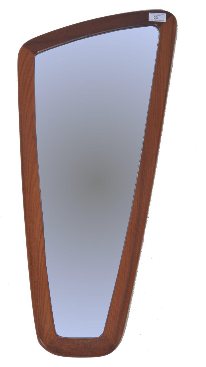 1960'S TEAK FRAMED HARP SHAPED HANGING MIRROR