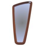 1960'S TEAK FRAMED HARP SHAPED HANGING MIRROR