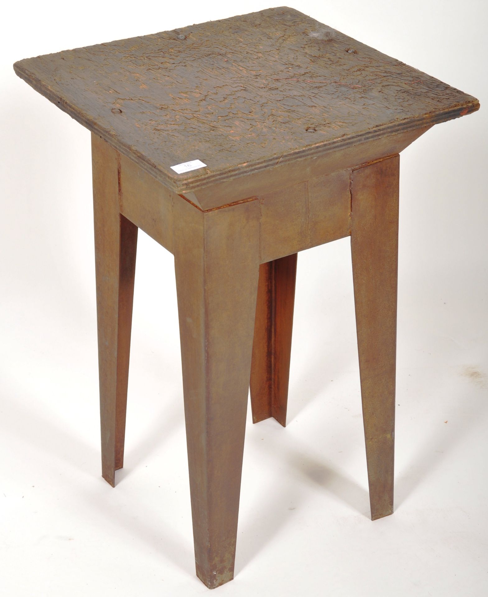 MID CENTURY INDUSTRIAL IRON WORKED APPRENTICE TABLE - Image 2 of 4