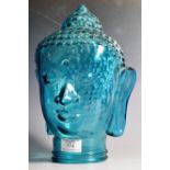 20TH CENTURY ART DECO STYLE PRESSED GLASS BUDDHA DISPLAY HEAD