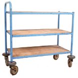 RETRO VINTAGE FRENCH INDUSTRIAL TROLLEY IN BLUE