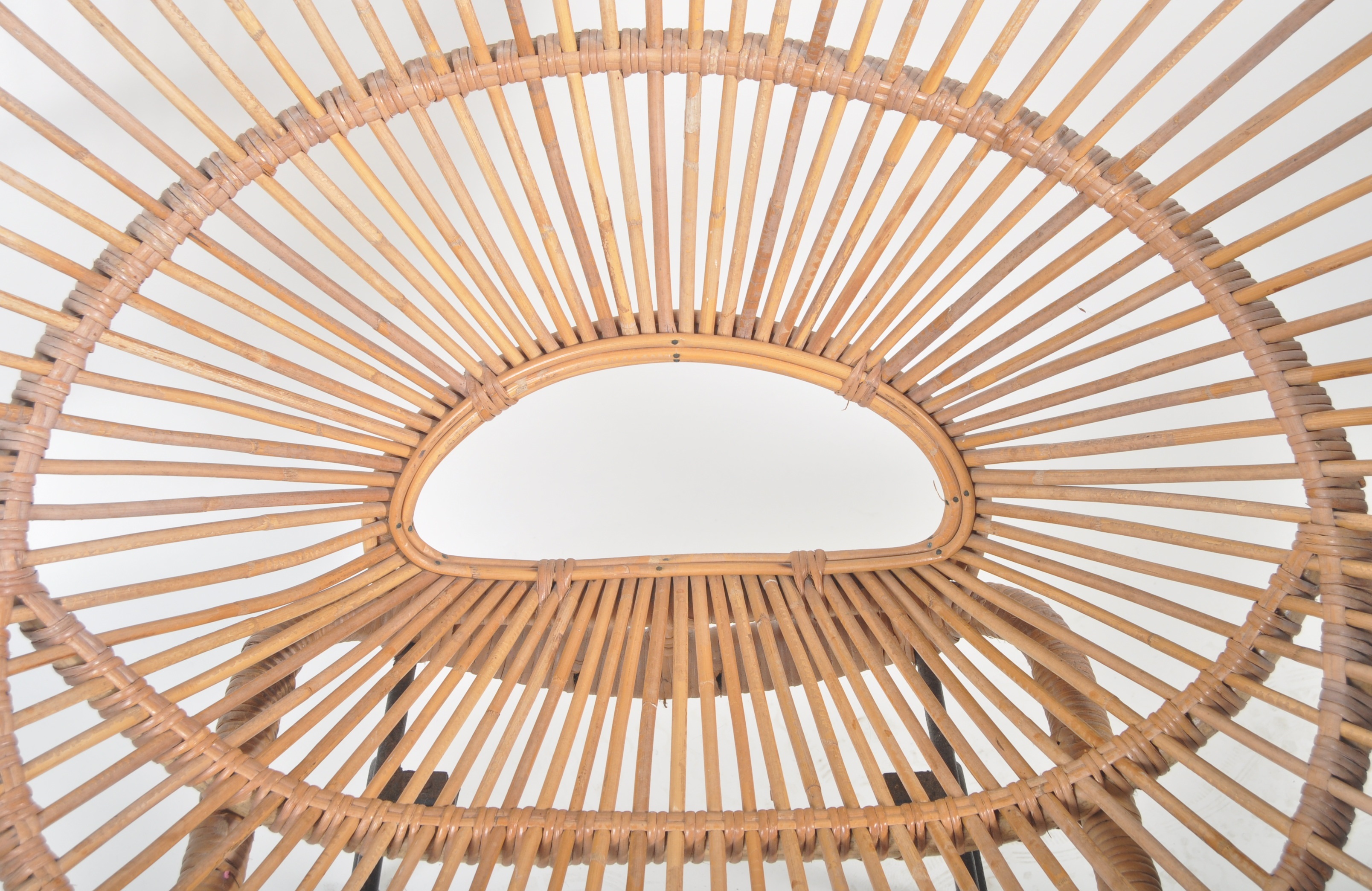 FRANCO ALBINI MID 20TH CENTURY CANE & BAMBOO SATELLITE HOOP CHAIR - Image 4 of 6