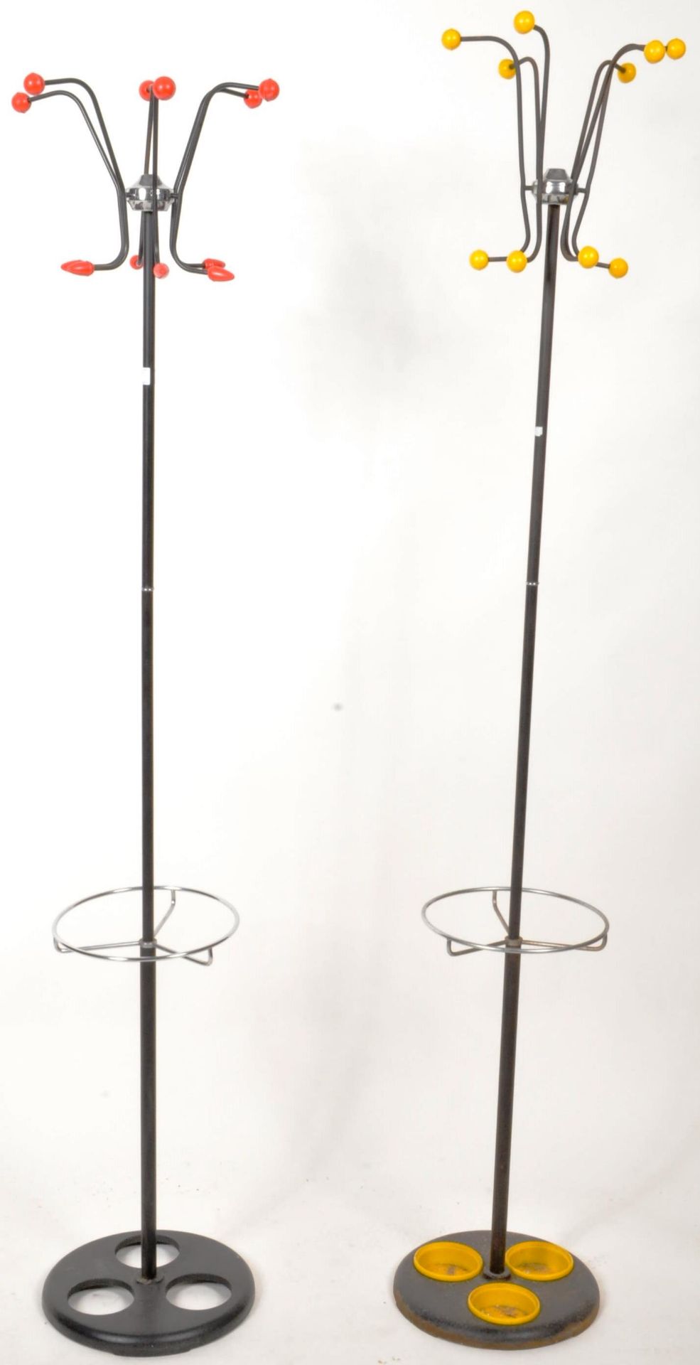 TWO MID CENTURY SPUTNIK ATOMIC SPACE AGE COAT AND HAT STANDS
