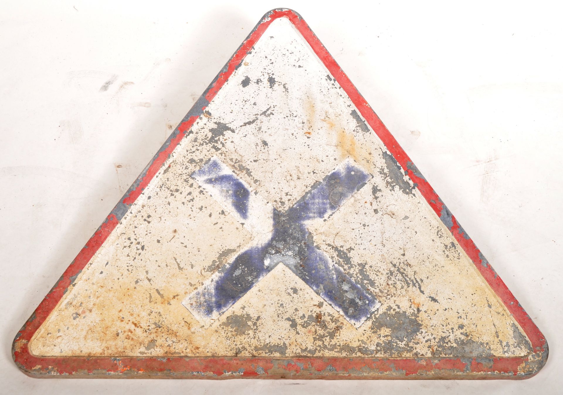 VINTAGE FRENCH CAST IRON WARNING ROAD SIGN