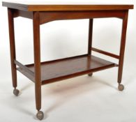 MID CENTURY 1960'S TEAK TWO TIER DRINKS TROLLEY / GAMES TABLE