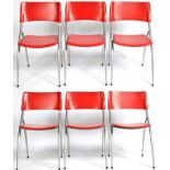 CALIGARIS - SET OF SIX WAY RED LEATER DINING CHAIRS